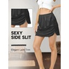 GYS Half Slips for Women Non Cling Under Dresses Silky Underskirt Lightweight Lace Trim Skirt Slip(Single Slit – 16” – Black)