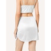 GYS Half Slips for Women Non Cling Under Dresses Silky Underskirt Lightweight Lace Trim Skirt Slip(Single Slit – 16” – White)