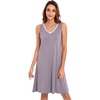 GYS Cooling Bamboo Viscose Nightgowns for Women, Lightweight Sleeveless V Neck Sleep Shirt for Hot Sleepers, Soft Night dress(A- Purplish Grey Silver)