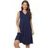 GYS Cooling Bamboo Viscose Nightgowns for Women, Lightweight Sleeveless V Neck Sleep Shirt for Hot Sleepers, Soft Night dress(C- Navy)