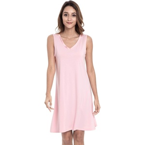 GYS Cooling Bamboo Viscose Nightgowns for Women, Lightweight Sleeveless V Neck Sleep Shirt for Hot Sleepers, Soft Night dress(A- Pink)