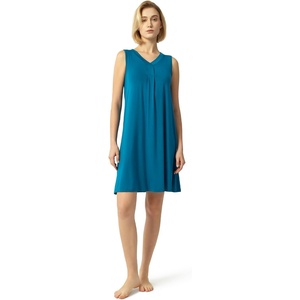 GYS Cooling Bamboo Viscose Nightgowns for Women, Lightweight Sleeveless V Neck Sleep Shirt for Hot Sleepers, Soft Night dress(C- Teal Blue)