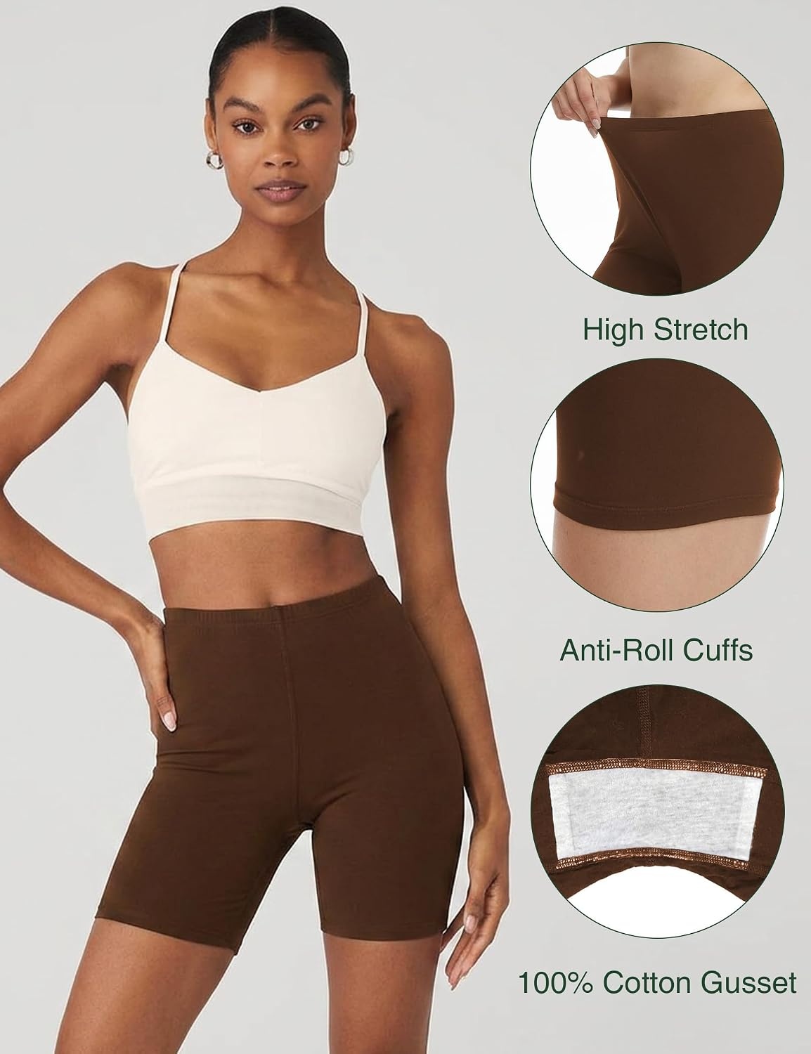 image:imageGYS Bamboo Viscose Womens Slip Shorts for Under Dresses Cloudlike Soft Anti Chafing Stretchy Boyshorts PantiesBrown