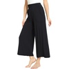 GYS Bamboo Viscose Wide Leg Gaucho Cropped Pants, High Waist Capris Cloud-Soft Pajama Pants with Pockets, Flowy Yoga Pants(Black)