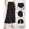 GYS Bamboo Viscose Wide Leg Gaucho Cropped Pants, High Waist Capris Cloud-Soft Pajama Pants with Pockets, Flowy Yoga Pants(Black)