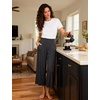 GYS Bamboo Viscose Wide Leg Gaucho Cropped Pants, High Waist Capris Cloud-Soft Pajama Pants with Pockets, Flowy Yoga Pants(Dark Grey)