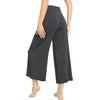 GYS Bamboo Viscose Wide Leg Gaucho Cropped Pants, High Waist Capris Cloud-Soft Pajama Pants with Pockets, Flowy Yoga Pants(Dark Grey)