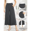 GYS Bamboo Viscose Wide Leg Gaucho Cropped Pants, High Waist Capris Cloud-Soft Pajama Pants with Pockets, Flowy Yoga Pants(Dark Grey)