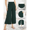 GYS Bamboo Viscose Wide Leg Gaucho Cropped Pants, High Waist Capris Cloud-Soft Pajama Pants with Pockets, Flowy Yoga Pants(Green)