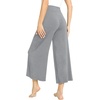 GYS Bamboo Viscose Wide Leg Gaucho Cropped Pants, High Waist Capris Cloud-Soft Pajama Pants with Pockets, Flowy Yoga Pants(Heather Grey)