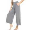 GYS Bamboo Viscose Wide Leg Gaucho Cropped Pants, High Waist Capris Cloud-Soft Pajama Pants with Pockets, Flowy Yoga Pants(Heather Grey)