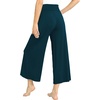 GYS Bamboo Viscose Wide Leg Gaucho Cropped Pants, High Waist Capris Cloud-Soft Pajama Pants with Pockets, Flowy Yoga Pants(Ink Blue)