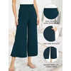 GYS Bamboo Viscose Wide Leg Gaucho Cropped Pants, High Waist Capris Cloud-Soft Pajama Pants with Pockets, Flowy Yoga Pants(Ink Blue)