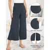 GYS Bamboo Viscose Wide Leg Gaucho Cropped Pants, High Waist Capris Cloud-Soft Pajama Pants with Pockets, Flowy Yoga Pants(Midnight Navy)