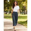 GYS Bamboo Viscose Wide Leg Gaucho Cropped Pants, High Waist Capris Cloud-Soft Pajama Pants with Pockets, Flowy Yoga Pants(Midnight Navy)