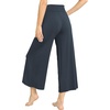 GYS Bamboo Viscose Wide Leg Gaucho Cropped Pants, High Waist Capris Cloud-Soft Pajama Pants with Pockets, Flowy Yoga Pants(Midnight Navy)