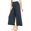 GYS Bamboo Viscose Wide Leg Gaucho Cropped Pants, High Waist Capris Cloud-Soft Pajama Pants with Pockets, Flowy Yoga Pants(Midnight Navy)