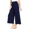 GYS Bamboo Viscose Wide Leg Gaucho Cropped Pants, High Waist Capris Cloud-Soft Pajama Pants with Pockets, Flowy Yoga Pants(Navy)