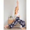 GYS Bamboo Viscose Wide Leg Gaucho Cropped Pants, High Waist Capris Cloud-Soft Pajama Pants with Pockets, Flowy Yoga Pants(Navy Floral)