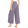 GYS Bamboo Viscose Wide Leg Gaucho Cropped Pants, High Waist Capris Cloud-Soft Pajama Pants with Pockets, Flowy Yoga Pants(Violet)
