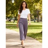 GYS Bamboo Viscose Wide Leg Gaucho Cropped Pants, High Waist Capris Cloud-Soft Pajama Pants with Pockets, Flowy Yoga Pants(Violet)