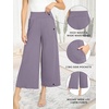 GYS Bamboo Viscose Wide Leg Gaucho Cropped Pants, High Waist Capris Cloud-Soft Pajama Pants with Pockets, Flowy Yoga Pants(Violet)