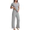 GYS Bamboo Viscose Pajamas for Women Set, 2 Piece Buttery-soft Loungewear Pjs Set Comfy Henley Neck T-shirt and Pants Outfits(Heather Grey)