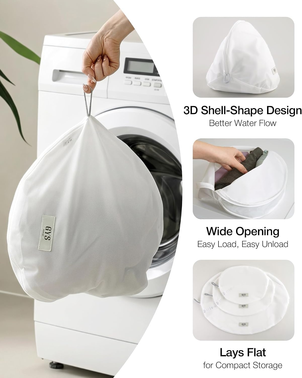 image:imageLaundry Bags Mesh Wash Bags for Delicates 3 Pack SML TangleFree SnagResistant Fine Mesh Durable AutoLock Zipper Washer amp Dryer Ready Hang Loop SML Fit Bras to Sheets