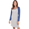 LazyCozy Bamboo Viscose Long Sleeve Nightgowns for Women | Moisture-Wicking Sleep Dress for Hot Sleepers Night Sweats, Soft Lightweight Knee-Length Sleepshirts(Heather Grey/Prussian Blue)
