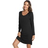 LazyCozy Bamboo Viscose Long Sleeve Nightgowns for Women | Moisture-Wicking Sleep Dress for Hot Sleepers Night Sweats, Soft Lightweight Knee-Length Sleepshirts(Black)