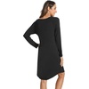 LazyCozy Bamboo Viscose Long Sleeve Nightgowns for Women | Moisture-Wicking Sleep Dress for Hot Sleepers Night Sweats, Soft Lightweight Knee-Length Sleepshirts(Black)