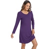 LazyCozy Bamboo Viscose Long Sleeve Nightgowns for Women | Moisture-Wicking Sleep Dress for Hot Sleepers Night Sweats, Soft Lightweight Knee-Length Sleepshirts(Purple)
