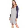 LazyCozy Bamboo Viscose Long Sleeve Nightgowns for Women | Moisture-Wicking Sleep Dress for Hot Sleepers Night Sweats, Soft Lightweight Knee-Length Sleepshirts(Heather Grey/Navy)