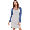 LazyCozy Bamboo Viscose Long Sleeve Nightgowns for Women | Moisture-Wicking Sleep Dress for Hot Sleepers Night Sweats, Soft Lightweight Knee-Length Sleepshirts(Heather Grey/Prussian Blue)