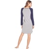LazyCozy Bamboo Viscose Long Sleeve Nightgowns for Women | Moisture-Wicking Sleep Dress for Hot Sleepers Night Sweats, Soft Lightweight Knee-Length Sleepshirts(Heather Grey/Navy)