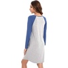 LazyCozy Bamboo Viscose Long Sleeve Nightgowns for Women | Moisture-Wicking Sleep Dress for Hot Sleepers Night Sweats, Soft Lightweight Knee-Length Sleepshirts(Heather Grey/Prussian Blue)