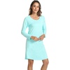 LazyCozy Bamboo Viscose Long Sleeve Nightgowns for Women | Moisture-Wicking Sleep Dress for Hot Sleepers Night Sweats, Soft Lightweight Knee-Length Sleepshirts(Aqua)