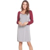 LazyCozy Bamboo Viscose Long Sleeve Nightgowns for Women | Moisture-Wicking Sleep Dress for Hot Sleepers Night Sweats, Soft Lightweight Knee-Length Sleepshirts(Heather Grey/Wine)