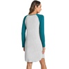 LazyCozy Bamboo Viscose Long Sleeve Nightgowns for Women | Moisture-Wicking Sleep Dress for Hot Sleepers Night Sweats, Soft Lightweight Knee-Length Sleepshirts(Light Heather Grey/Teal Blue)