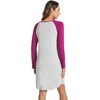 LazyCozy Bamboo Viscose Long Sleeve Nightgowns for Women | Moisture-Wicking Sleep Dress for Hot Sleepers Night Sweats, Soft Lightweight Knee-Length Sleepshirts(Light Heather Grey/Plum)