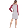 LazyCozy Bamboo Viscose Long Sleeve Nightgowns for Women | Moisture-Wicking Sleep Dress for Hot Sleepers Night Sweats, Soft Lightweight Knee-Length Sleepshirts(Heather Grey/Wine)