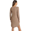 LazyCozy Bamboo Viscose Long Sleeve Nightgowns for Women | Moisture-Wicking Sleep Dress for Hot Sleepers Night Sweats, Soft Lightweight Knee-Length Sleepshirts(Camel)
