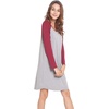 LazyCozy Bamboo Viscose Long Sleeve Nightgowns for Women | Moisture-Wicking Sleep Dress for Hot Sleepers Night Sweats, Soft Lightweight Knee-Length Sleepshirts(Heather Grey/Wine)