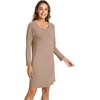 LazyCozy Bamboo Viscose Long Sleeve Nightgowns for Women | Moisture-Wicking Sleep Dress for Hot Sleepers Night Sweats, Soft Lightweight Knee-Length Sleepshirts(Camel)
