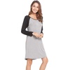 LazyCozy Bamboo Viscose Long Sleeve Nightgowns for Women | Moisture-Wicking Sleep Dress for Hot Sleepers Night Sweats, Soft Lightweight Knee-Length Sleepshirts(Heather Grey/Black)
