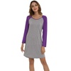 LazyCozy Bamboo Viscose Long Sleeve Nightgowns for Women | Moisture-Wicking Sleep Dress for Hot Sleepers Night Sweats, Soft Lightweight Knee-Length Sleepshirts(Heather Grey/Lilac)