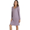 LazyCozy Bamboo Viscose Long Sleeve Nightgowns for Women | Moisture-Wicking Sleep Dress for Hot Sleepers Night Sweats, Soft Lightweight Knee-Length Sleepshirts(Violet)