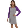 LazyCozy Bamboo Viscose Long Sleeve Nightgowns for Women | Moisture-Wicking Sleep Dress for Hot Sleepers Night Sweats, Soft Lightweight Knee-Length Sleepshirts(Heather Grey/Lilac)