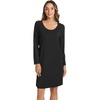 LazyCozy Bamboo Viscose Long Sleeve Nightgowns for Women | Moisture-Wicking Sleep Dress for Hot Sleepers Night Sweats, Soft Lightweight Knee-Length Sleepshirts(Black)