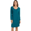LazyCozy Bamboo Viscose Long Sleeve Nightgowns for Women | Moisture-Wicking Sleep Dress for Hot Sleepers Night Sweats, Soft Lightweight Knee-Length Sleepshirts(Teal Blue)